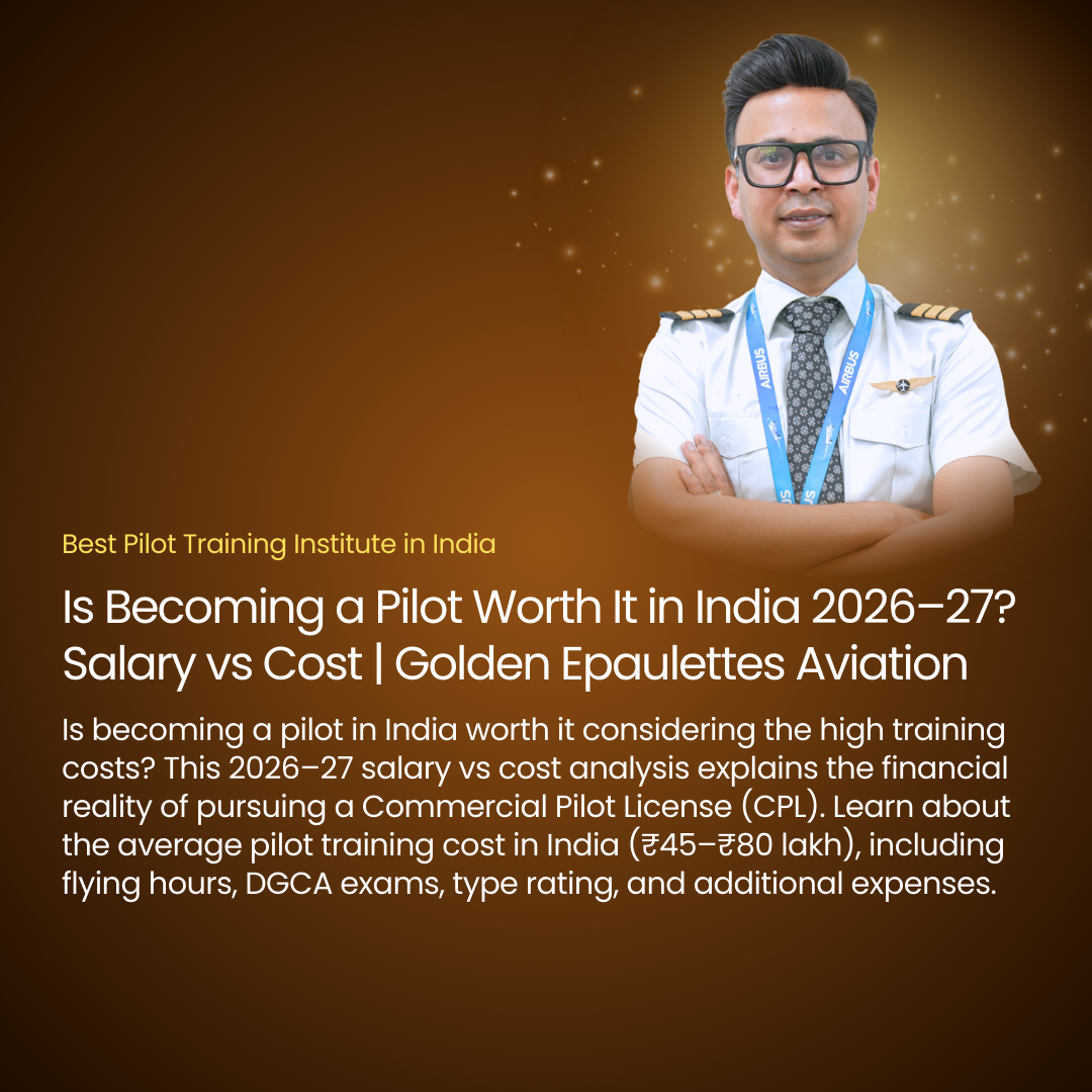 Is Becoming a Pilot Worth It in India 2026–27? Salary vs Cost | Golden Epaulettes Aviation